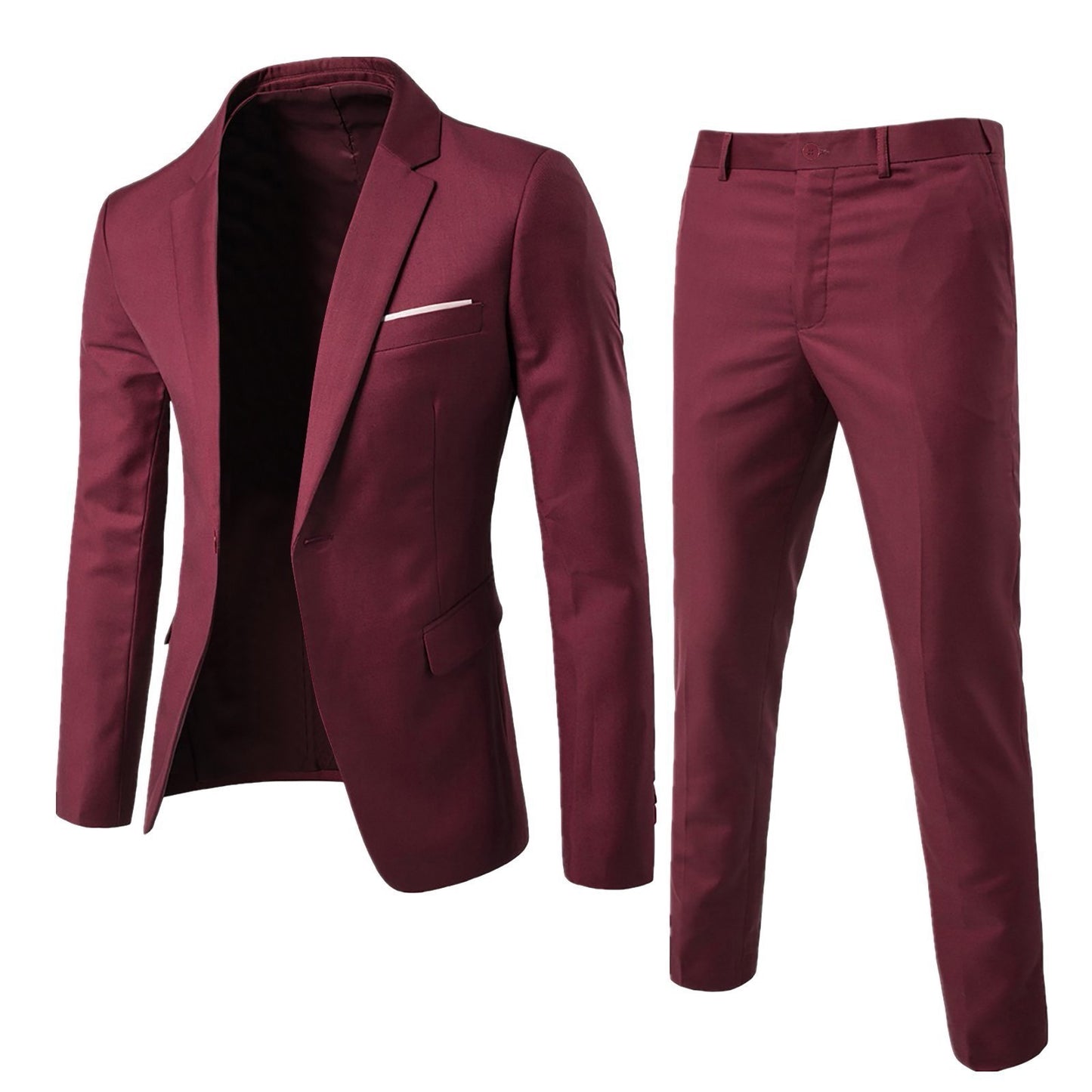 Men's Suit 2-Piece Set - Korean Style Slim Fit Business Formal Blazer for Groom & Best Man
