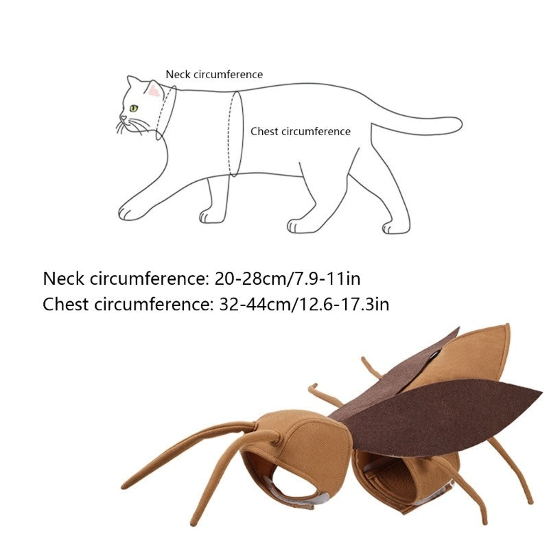 Roupa Engraçada de Barata para Animais de Estimação Fantasia de Cosplay de Gato Roupas de Barata para Filhotes Acessórios de Festa de Halloween