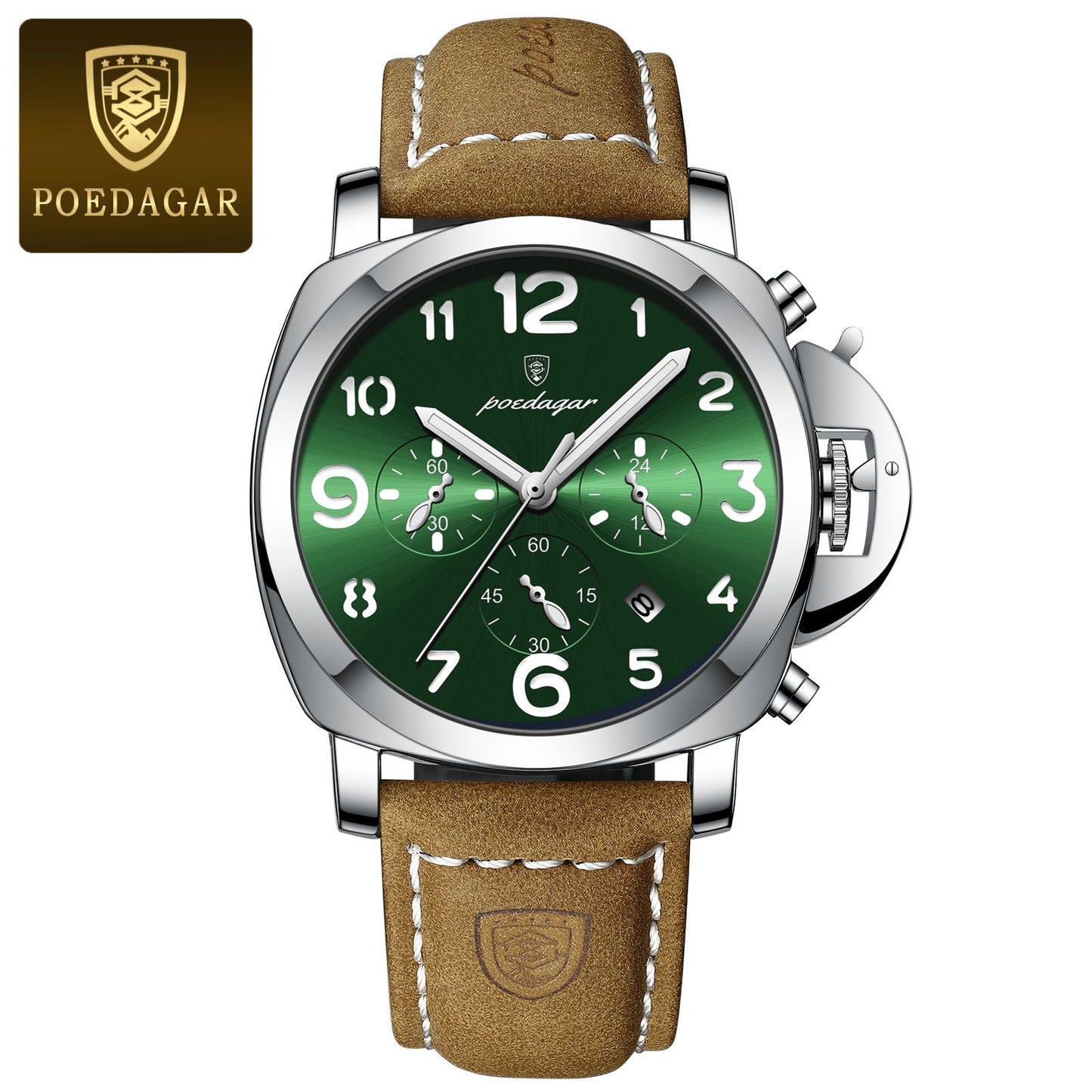 POEDAGAR Top Luxury Fashion Watch For Men Waterproof Luminous Chronograph Man Watch Leather Military Men's Quartz Watches Reloj