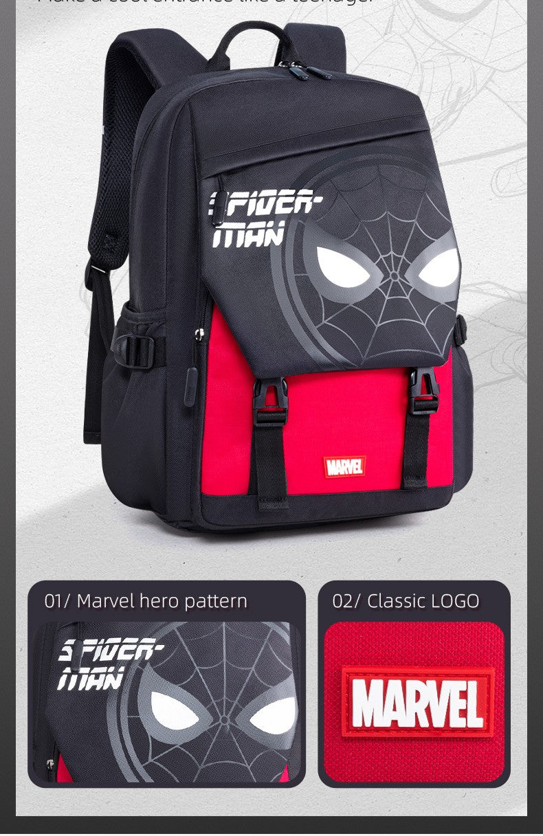 Disney MARVEL Homem-Aranha Mochila Escolar de Fibra de Poliéster Ultraleve Respirável Bolsa Infantil