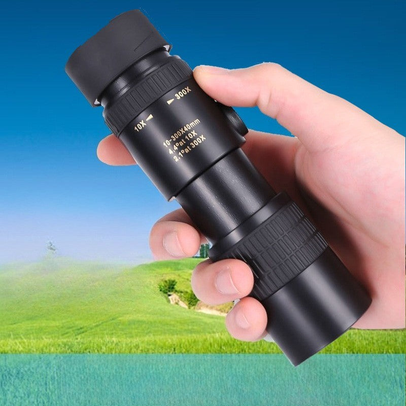 Telescópio Monocular para Uso Externo de Alta Definição, Grande Ampliação, Portátil, Dobrável e com Ampliação Variável 10-300X40