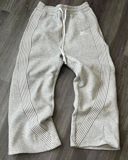 Calça Casual Bordada Cinza Y2k Camuflada Tática Funcional Masculina Feminina Premium Moletom com Cordão