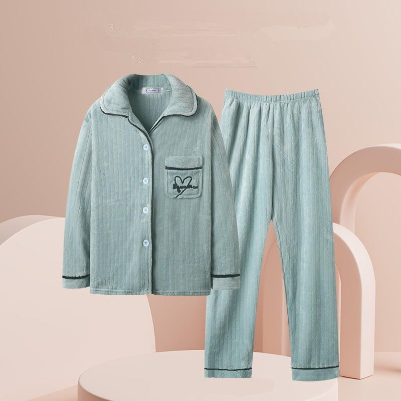 New 2025 Women's Coral Velvet Keep Warm Pajama Sets Autumn and Winter Thickened Fleece Warm Flannel Household Clothes for Women