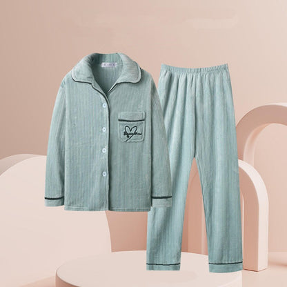 New 2025 Women's Coral Velvet Keep Warm Pajama Sets Autumn and Winter Thickened Fleece Warm Flannel Household Clothes for Women