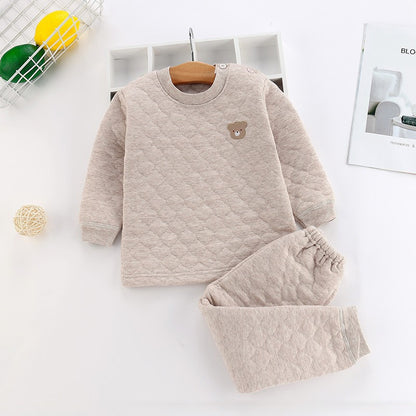 Pijama de Inverno Infantil para Bebês e Crianças, Roupa Térmica, Conjunto de Camadas, Algodão Grosso, Para Meninos e Meninas, Conjunto de Roupa de Dormir