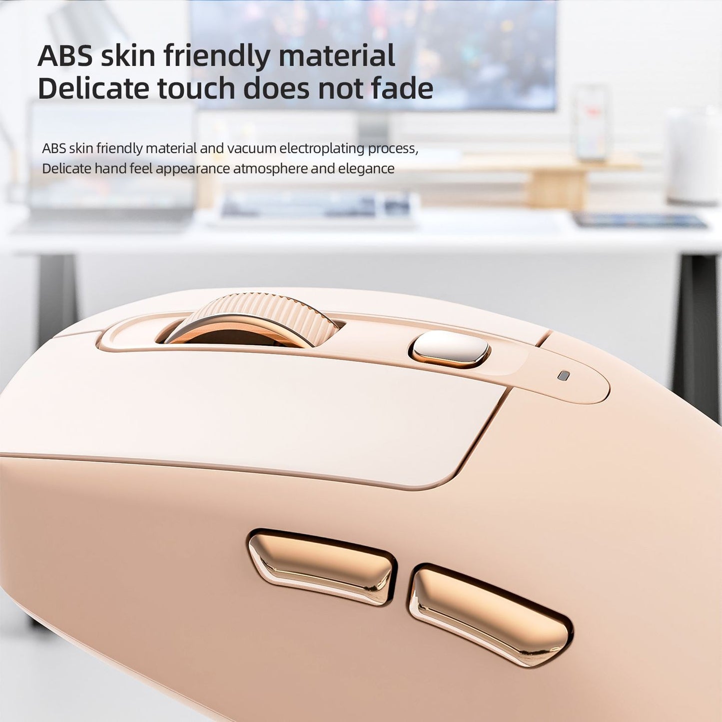FREEWOLF A3 Wireless Silent Mouse ABS Pink Skin Not Fade Bluetooth Dual Mode Power Linght,5-Speed DPI,PAW3212 Chip Silent Design