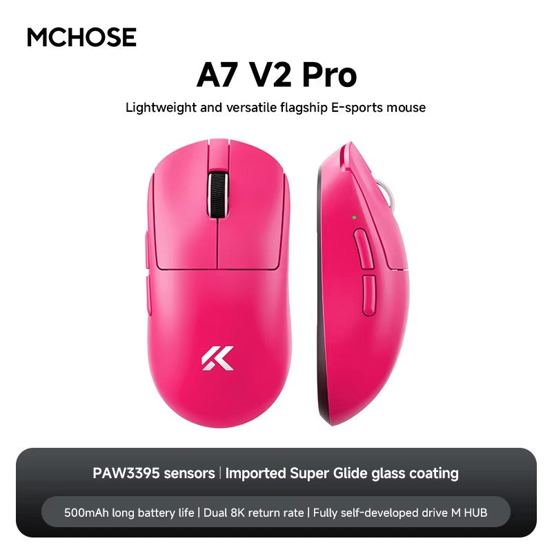 MCHOSE A7 Ultra Mouse Gamer Sem Fio Sensor de Alta Precisão Pixart3950 Design Leve Taxa de Polling de 8000Hz Chip Principal Realtek