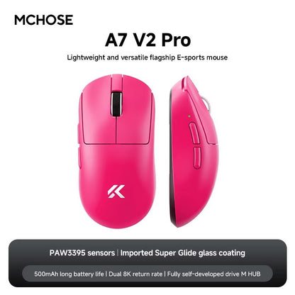 MCHOSE A7 Ultra Mouse Gamer Sem Fio Sensor de Alta Precisão Pixart3950 Design Leve Taxa de Polling de 8000Hz Chip Principal Realtek