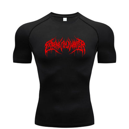 Summer Compression Sweatshirt Short Sleeve Men's Fitness T-Shirt Running Quick-Dry Top Gym Workout Bodybuilding T-Shirt S-3XL