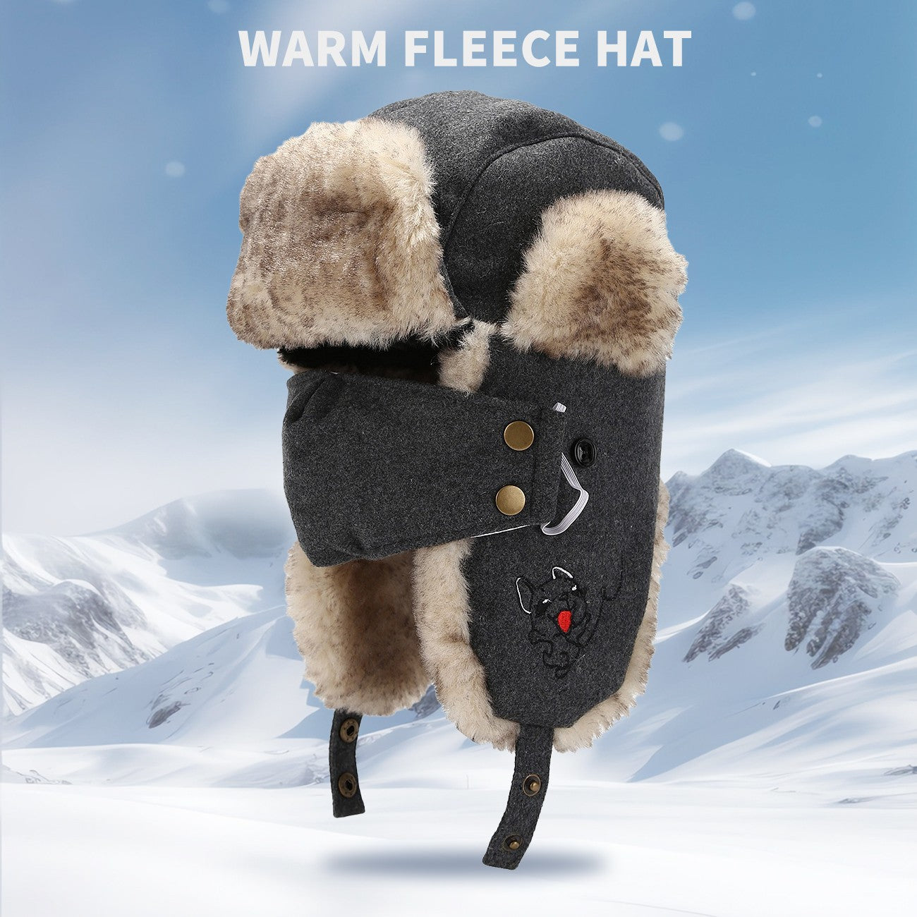 Women Winter Trooper Trapper Hat  Plush Warm Winter Hats with Removable Face Mask Earflaps Hunting Outdoor Hat Protective Warm