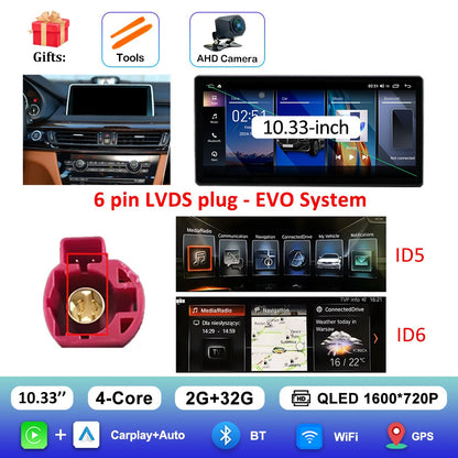 para BMW X5 F15 X6 F16 2014 - 2018 Sistema NBT/EVO Rádio Multimídia para Carro Android 15 GPS Navegação 4G BT Carplay Auto Ferramentas