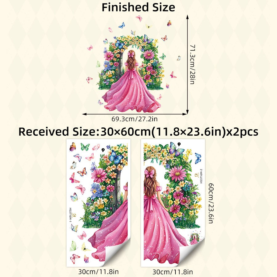 Girl Moon Butterflies Wall Stickers Kid Girls Room Bedroom Decoration Baby Nursery Home Decor Accessories Living Room Wall Decal