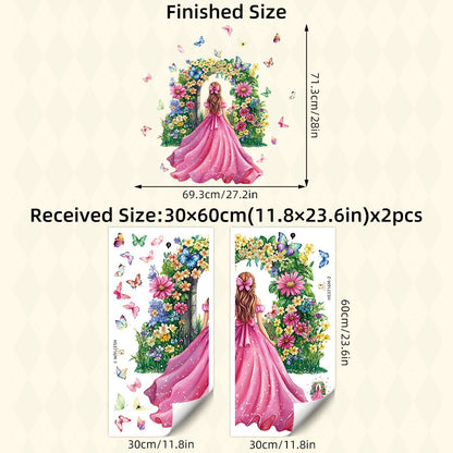 Girl Moon Butterflies Wall Stickers Kid Girls Room Bedroom Decoration Baby Nursery Home Decor Accessories Living Room Wall Decal