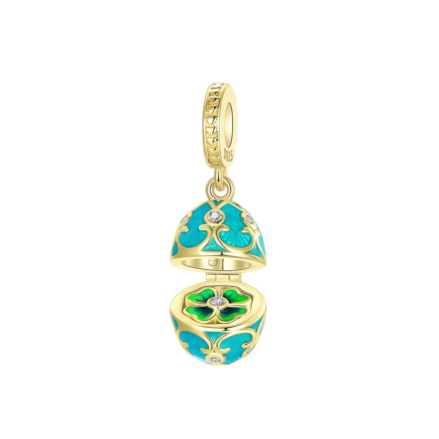925 Sterling Silver Can Be Opened Pandant Easter Egg Charms Beads Fit Original Bracelet Making Fine Jewelry Women DIY Gift