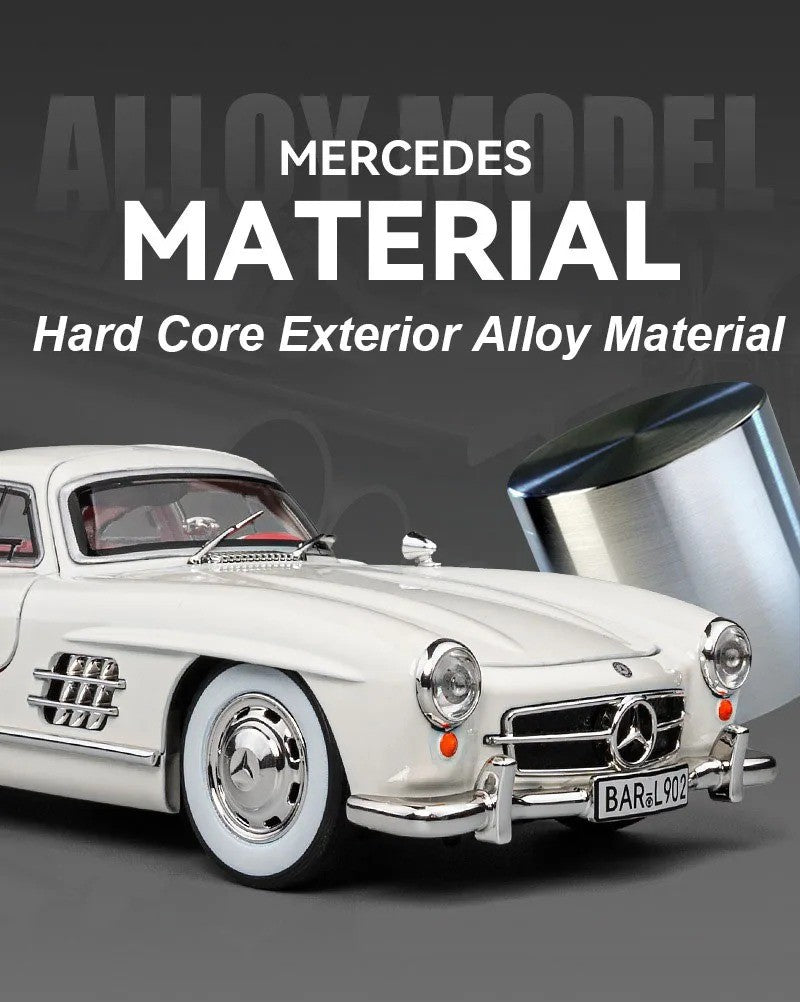 1:24 300SL W140 Carro de Brinquedo Modelo de Liga Fundido com Luz e Som, Carroceria Aberta, Modelos em Miniatura, Brinquedos Clássicos de Presente para Meninos