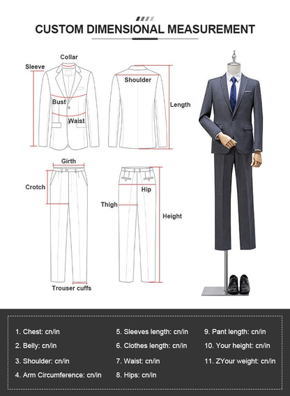 Men's Double-Breasted Suit, Classic Formal Business Wear