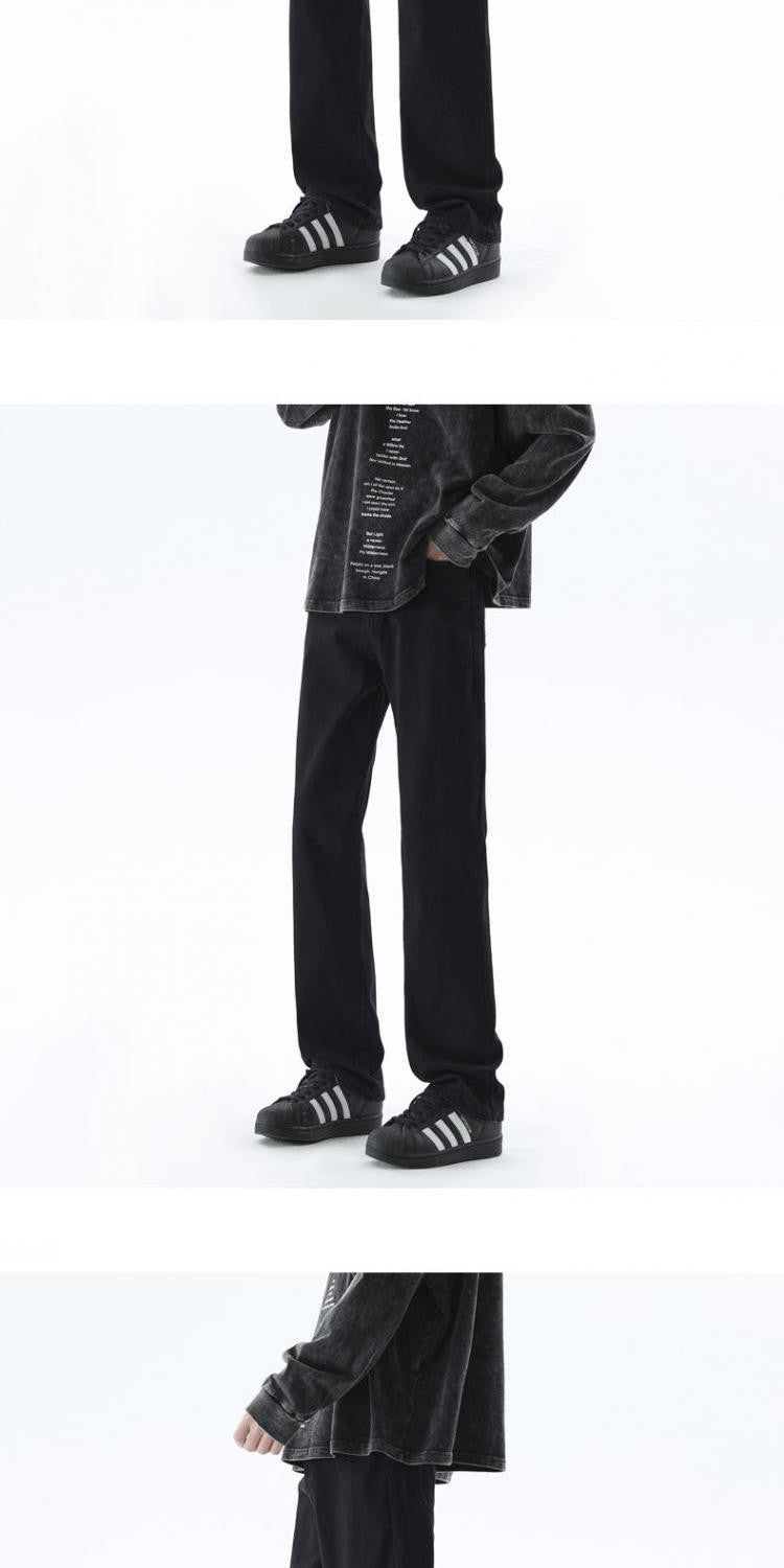 Cleanfit Extended Length Men's Jeans High Waist Slim Straight Leg Micro Flared Pants Bla Knife  Faionable Tall Size