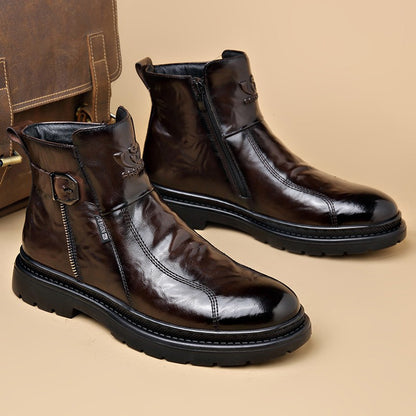 British-style Men's Casual Retro Chelsea Boots for Men Autumn Winter Cow Leather Shoes Male Fashion New Designer Ankle Boots Man