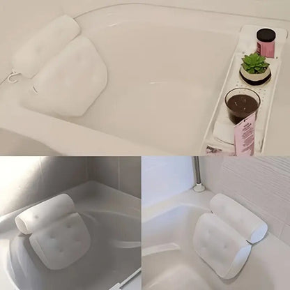 1 spa bathtub pillow with anti slip suction cups for neck and back support, bathtub/bathroom accessory