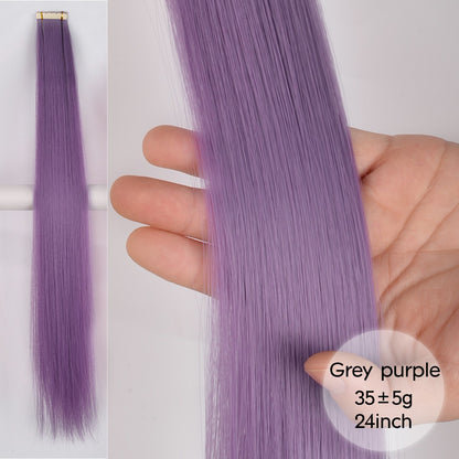 Apliques de Cabelo Sintético Liso com Fita Adesiva 10 Peças Extensão de Cabelo Natural 24 polegadas para Mulheres Invisível Dupla Face Estilo Livre