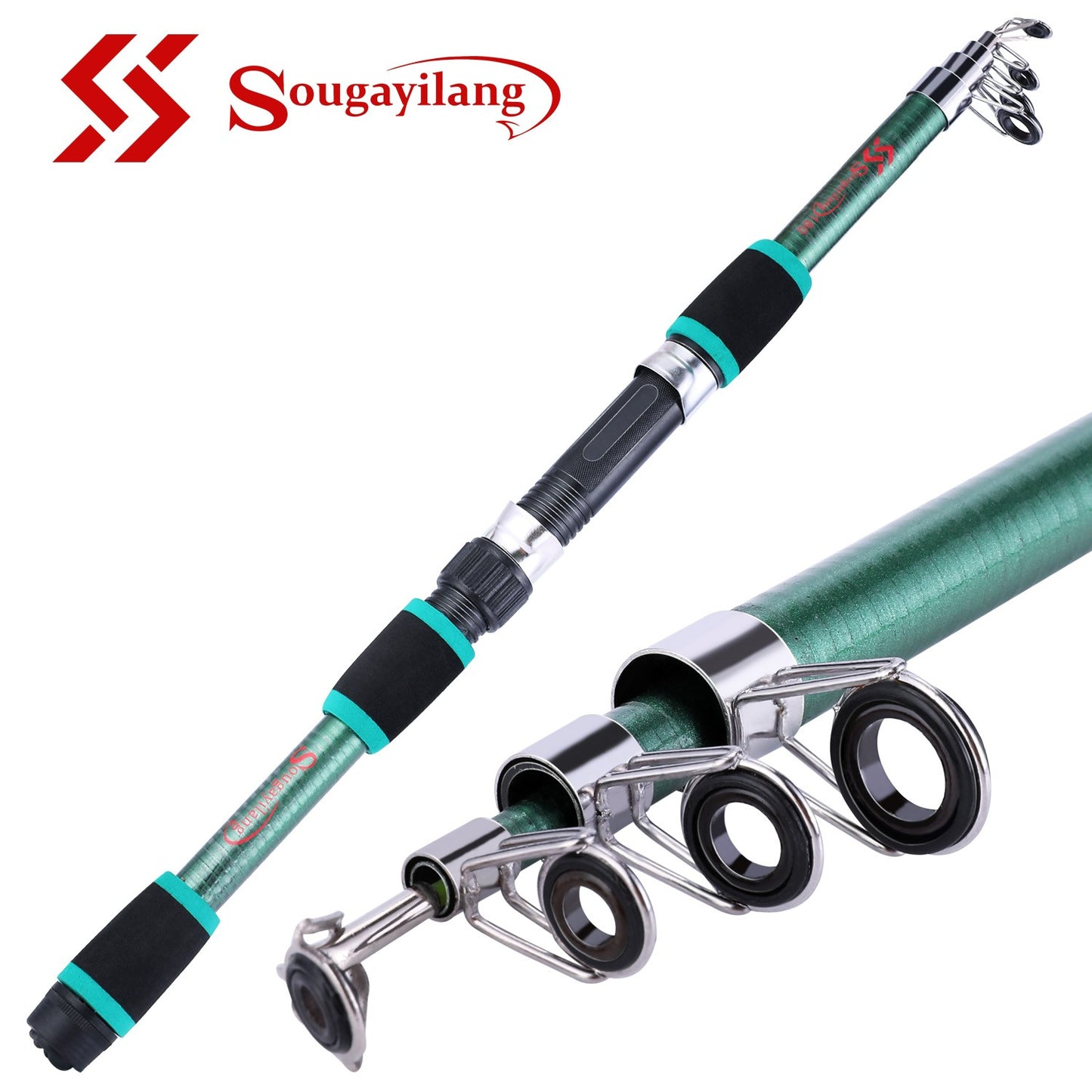 Sougayilang Vara de Pesca de Spinning 2,1m-3,6m Carbono para Truta Carpa Vara de Pesca Telescópica Vara de Pesca com Isca Material de Pesca