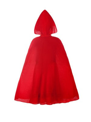 Kids Velvet Hood Cloak with Black Lace Corset Print Fairytale Outfit