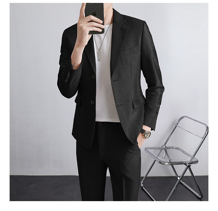 Autumn Men's Clothing Light Luxury Business Leisure Suit Jacket Set Streetwear Elegant Korean Popular Clothes Slim Pants Suit