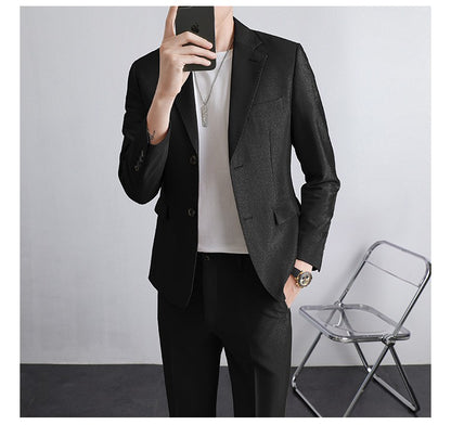 Autumn Men's Clothing Light Luxury Business Leisure Suit Jacket Set Streetwear Elegant Korean Popular Clothes Slim Pants Suit