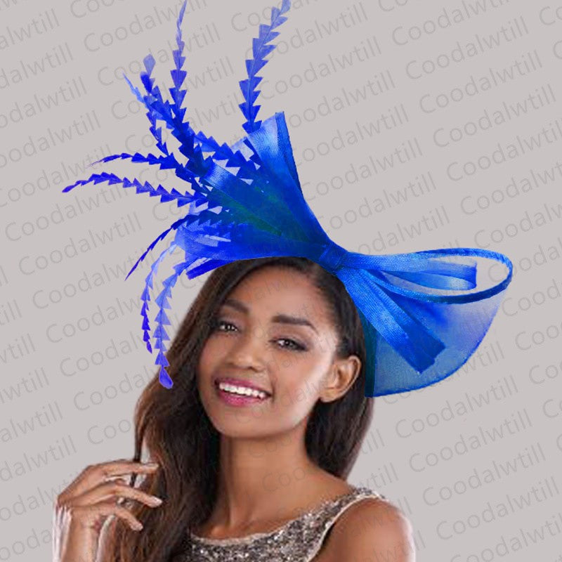 White Church Fascinator Women Wedding HAT Bow Feathers Headwear Elegant Bride Marriage Pillbox Cap Party Headpiece For Ladies