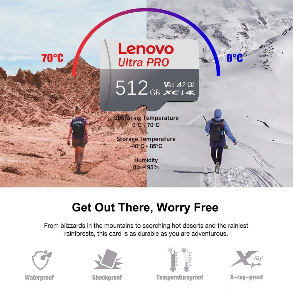 Cartão de Memória Micro SD de Alta Velocidade Lenovo 2TB 1TB 512GB 256GB ATÉ 100MB/s U3 128GB Cartão TF para Adaptador de Leitor de Cartão USB Micro sd