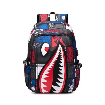 Mochila Escolar Infantil Mochila de Viagem Desenho Tubarão Mochila de Aluno do Ensino Fundamental Mochila Infantil