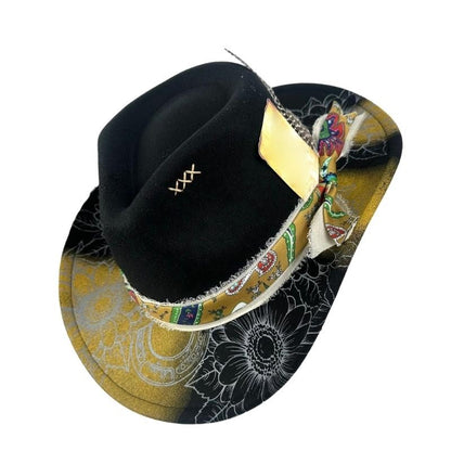 A52E Practical Cowgirls Hat Braided Trim Detail Breathable For Music Festivals