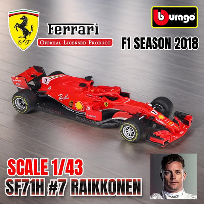 Bburago 1:43 Modelo de Carro de Corrida F1 Réplica em Miniatura Red Bull Mercedes Ferrari Veículo Presente de Natal Brinquedo Infantil para Amigo Menino