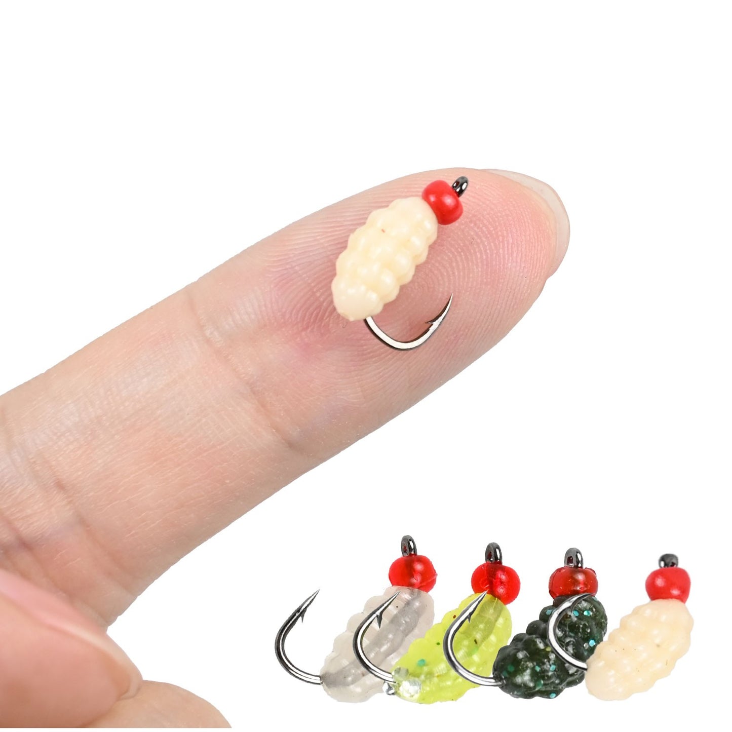 Micro Soft Fishing Lures with Hook 20/40Pcs Maggot Insect Fly Fishing Wet Lure Worm Bait for Trout Perch Bass Fishing Tackle