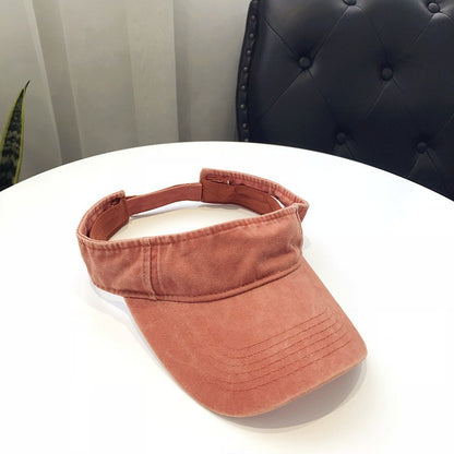 Chapéus de Sol de Verão Algodão Lavado Viseira Topo Aberto Feminino Masculino Esporte Viagem Chapéu de Praia Cor Sólida Protetor Solar Anti Uv Viseira Bonés de Golfe