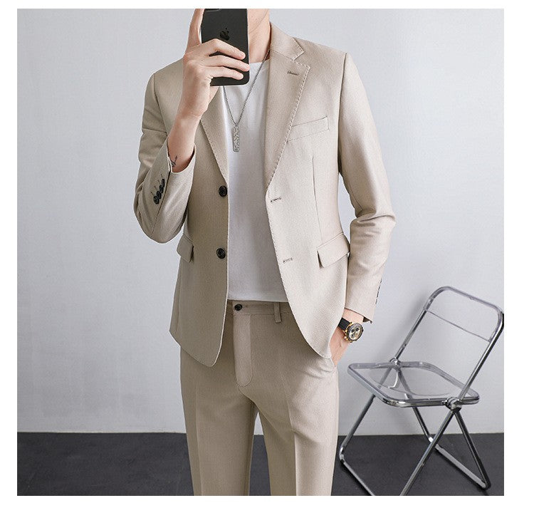 Autumn Men's Clothing Light Luxury Business Leisure Suit Jacket Set Streetwear Elegant Korean Popular Clothes Slim Pants Suit