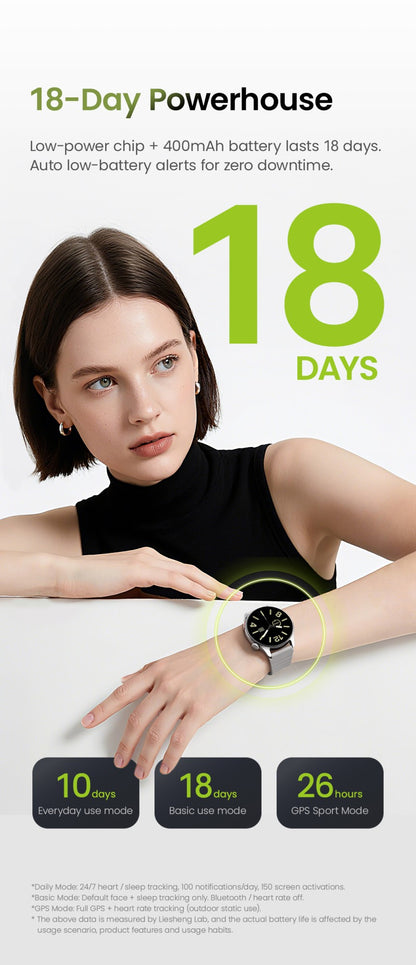 Smartwatch HAYLOU Watch 4S GPS, tela AMOLED HD de 1.43", posicionamento GPS de 5 satélites, mais de 120 modos de treino, relógio inteligente de esporte e fitness