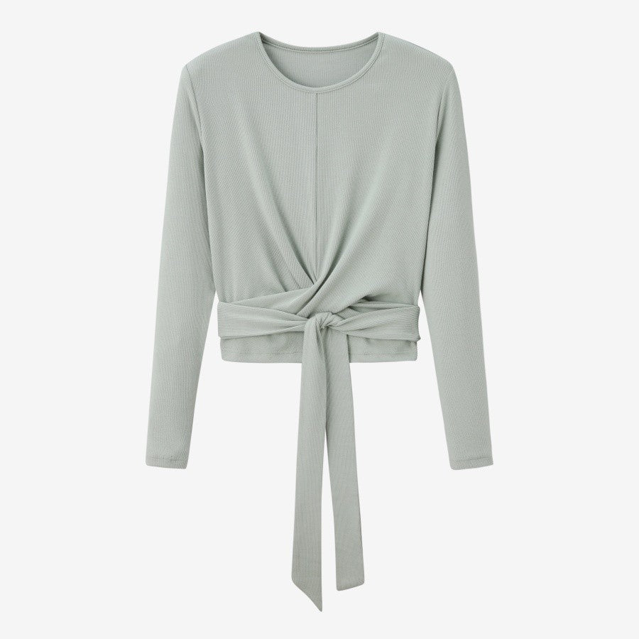 AS 2025 summer ribbing closed-fit wrap tops + Aline dress high Stretch matching