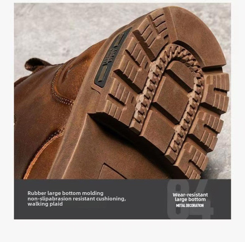 Men's Boots Fashion Motorcycle Boots High-top Casual Leather Boots for Men Plush Warm Winter Boot Non Slip Platform Boot Botas