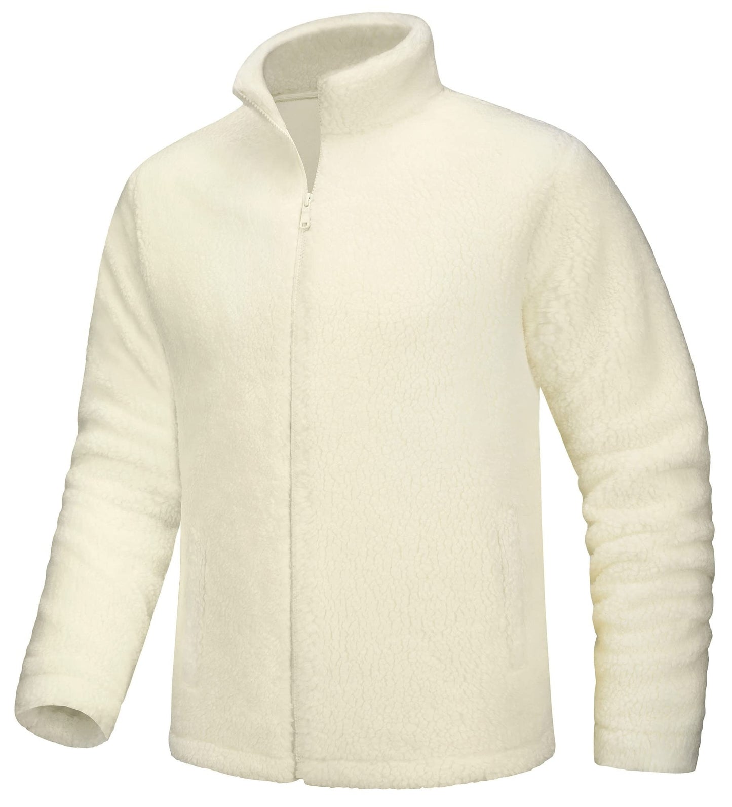 TACVASEN Winter Full Zip Up Warm Fleece Jackets Mens Fuzzy Sherpa Jacket Thicken Thermal Outdoor Fluffy Coat Zip Pocket Outwear