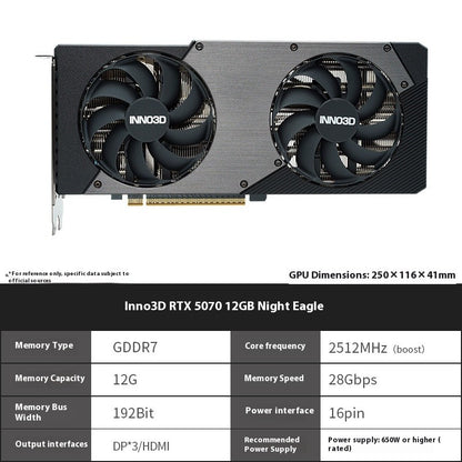 Placa de Vídeo Independente Inno3D RTX 5070 Ti 5070/5070Ti/16G 12G GDDR7 Gaming Esports para Computador de Mesa Montado