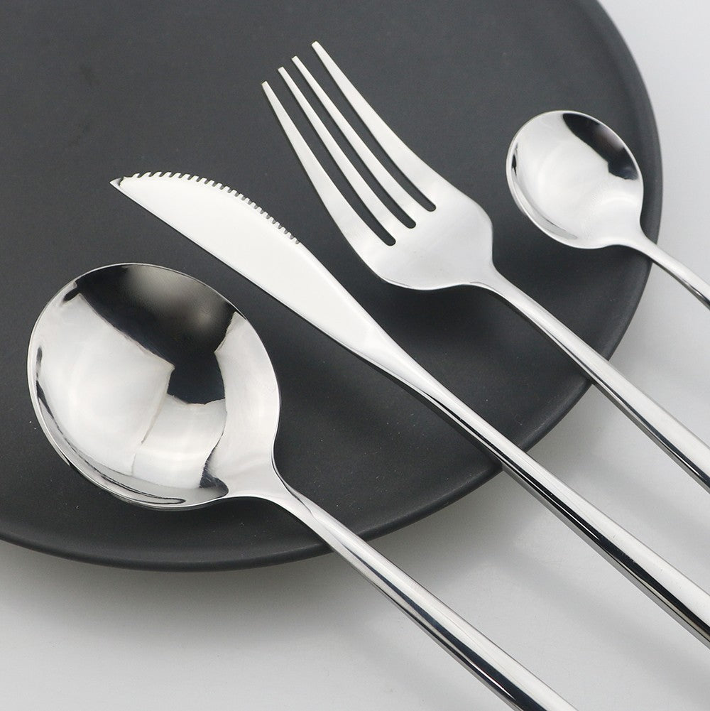 8 colheres de mesa de jantar, talheres de aço inoxidável, prateado, talheres dourados, utensílios de cozinha, talheres pretos.