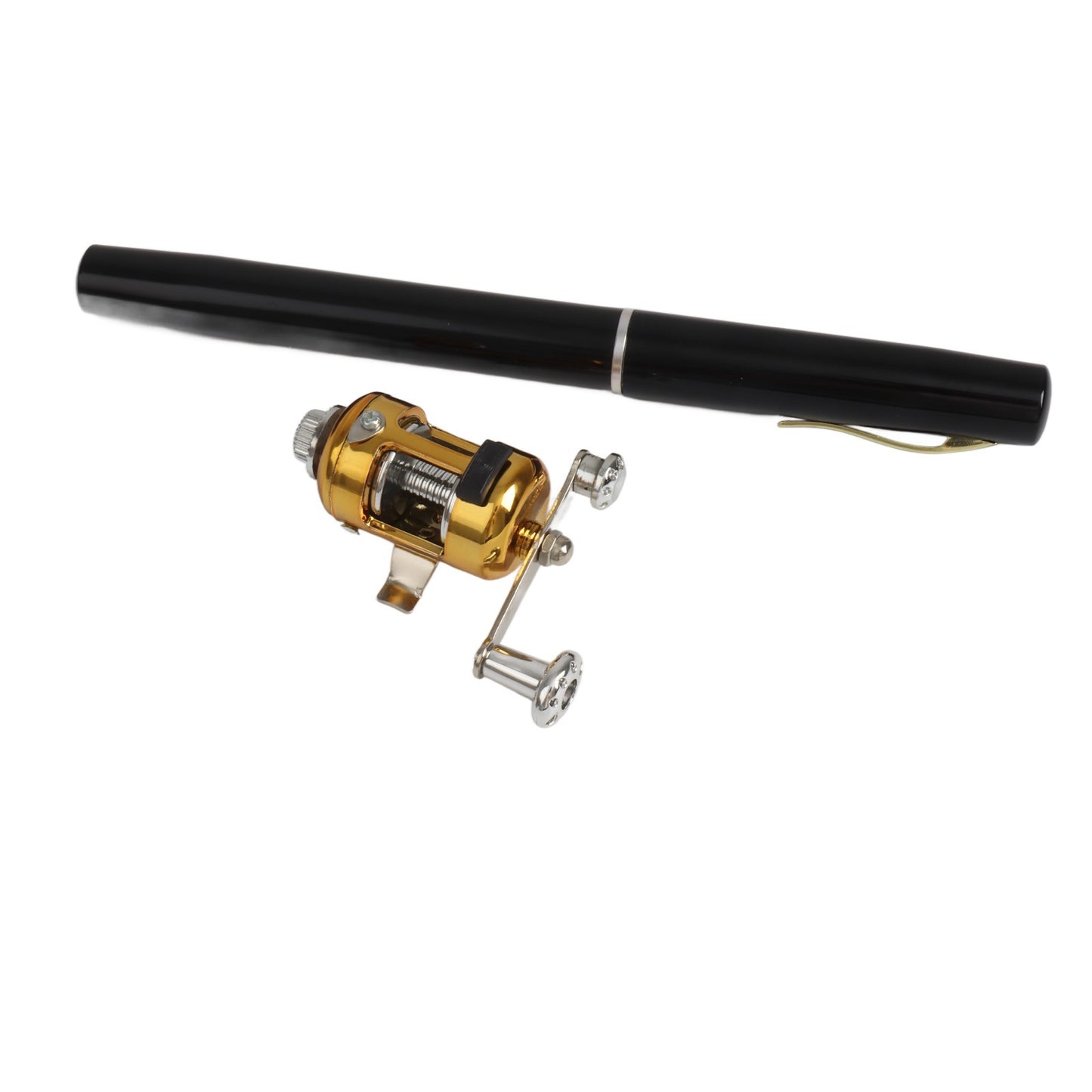 Vara de Pesca Telescópica Mini Portátil em Formato de Caneta EUA com Carretel + Carretel Liga de Alumínio Linha de Pesca Iscas Macias