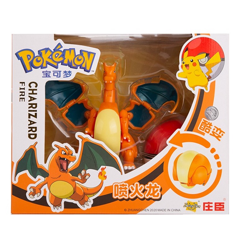 Sobre Pokémon Anime Figura Charizard Pikachu Gyarados Pocket Monster Figura Pokebola Brinquedo de Ação de Deformação Modelo Presente Infantil