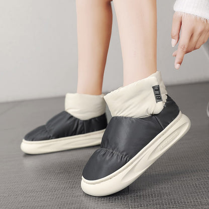 Outdoor Plush Warm Men's Snow Boots Winter Couple Cotton Shoes Down Non-Slip Waterproof Fashion Kids Shoes Slip on Soft Sneakers