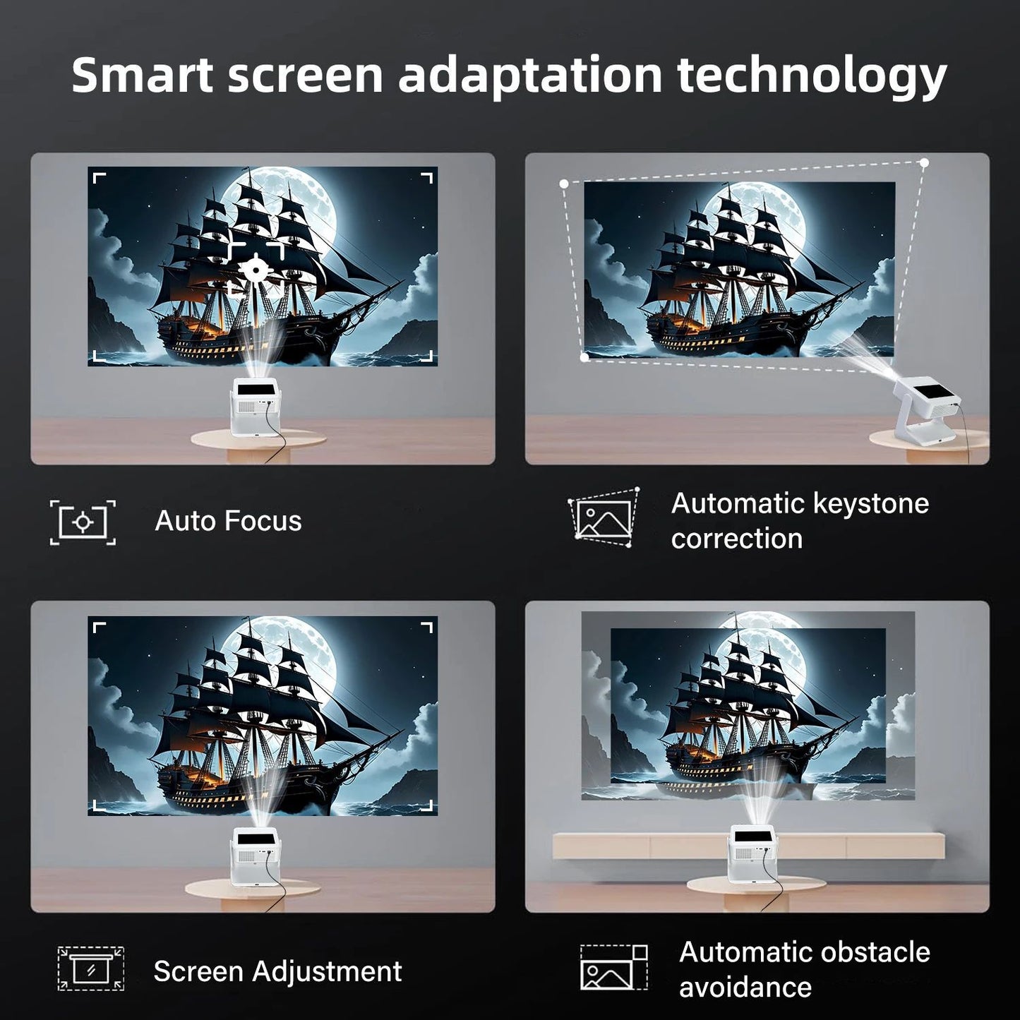 Aepuosem A2pro Android Projector - 4K/1080P, Dual Screen, Touch Control, Home Cinema, Gaming & Singing
