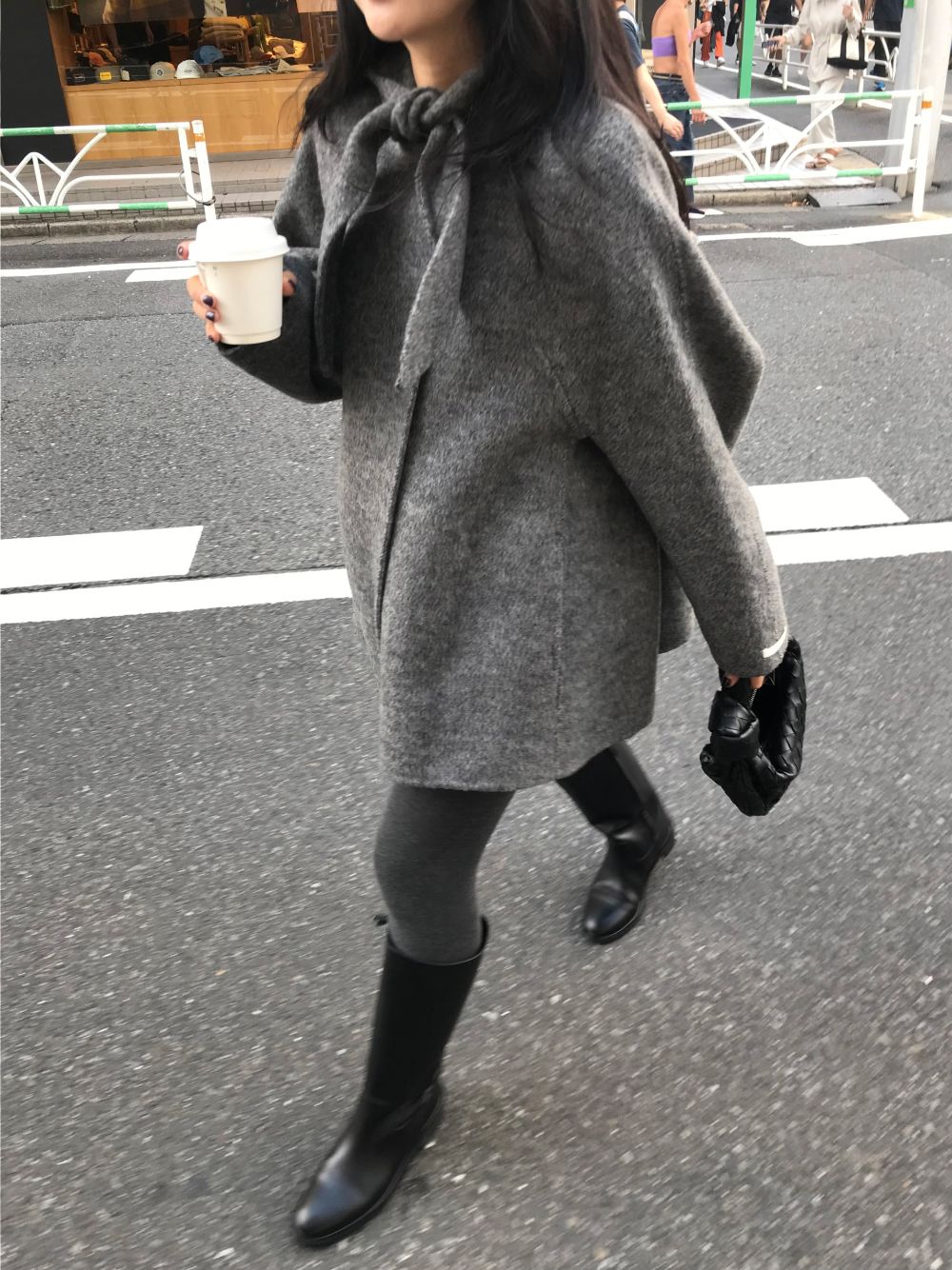Korean Sle Woolen Coat Women's Chic Temperament Sweet Bow Tie Collar Hooded Warm Woolen Coat Long Sve Mid-Length