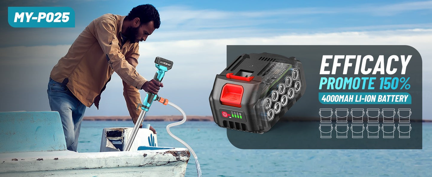 Seesii Cordless Stick Water Transfer Pump Handheld Portable Utility Sump Pump 3/4" Outlet for Pool/Garden/Pond/RV/Boat Draining