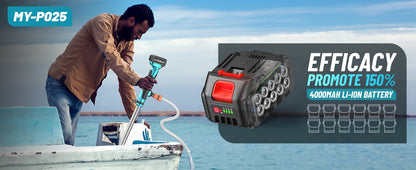 Seesii Cordless Stick Water Transfer Pump Handheld Portable Utility Sump Pump 3/4" Outlet for Pool/Garden/Pond/RV/Boat Draining