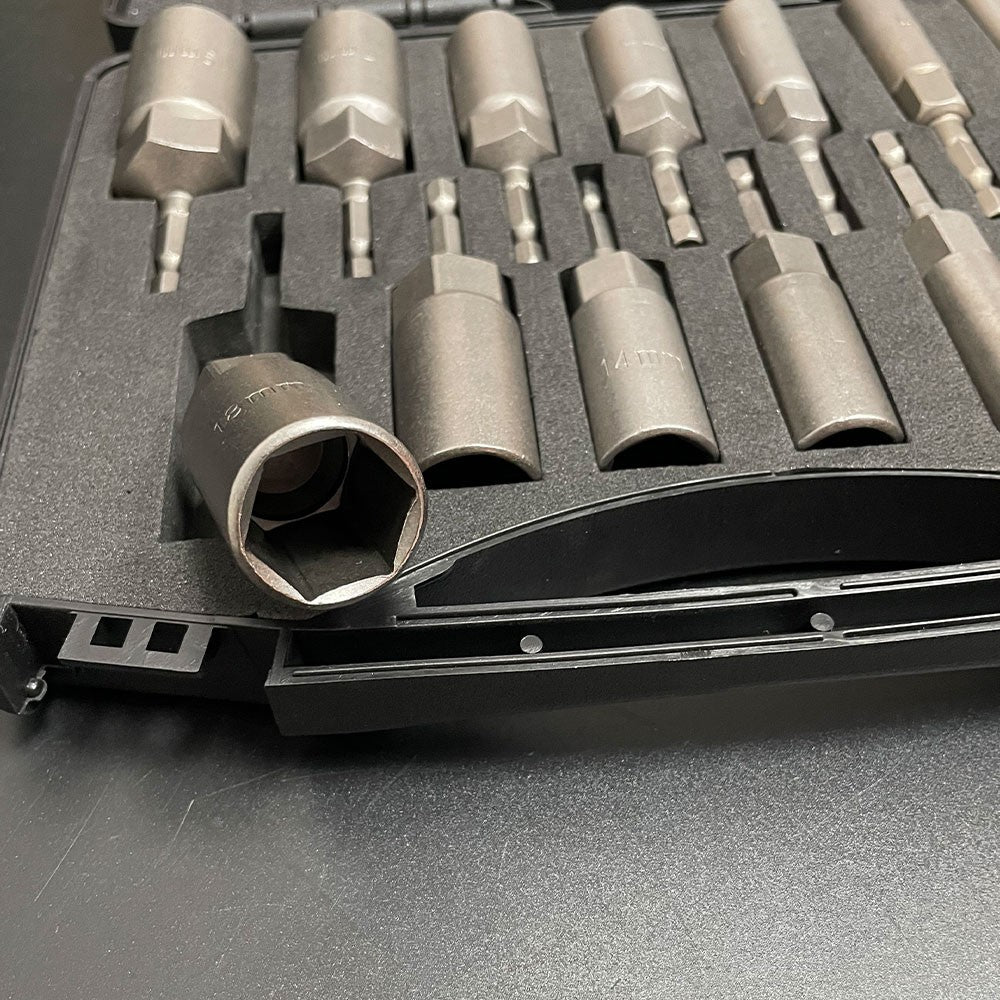 Conjunto de Adaptadores de Soquete de Impacto de 15 Peças 5.5-19mm de 80mm de Comprimento, Chave de Porca de Impacto, Brocas para Ferramentas Elétricas com Adaptador Rápido Hexagonal de 6.35mm